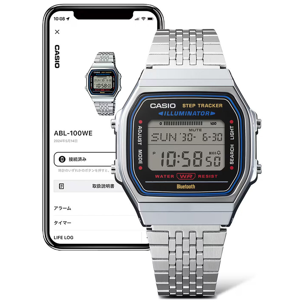 Casio Retro Digital Unisex Bluetooth Step Tracker Wrist Watch, ABL-100WE