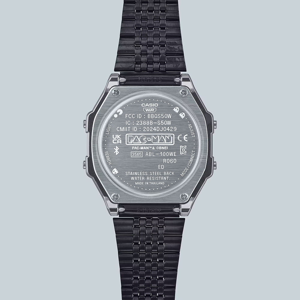 Casio Retro Digital Unisex Pac-Man Bluetooth Step Tracker Wrist Watch, ABL-100WEPC-1B