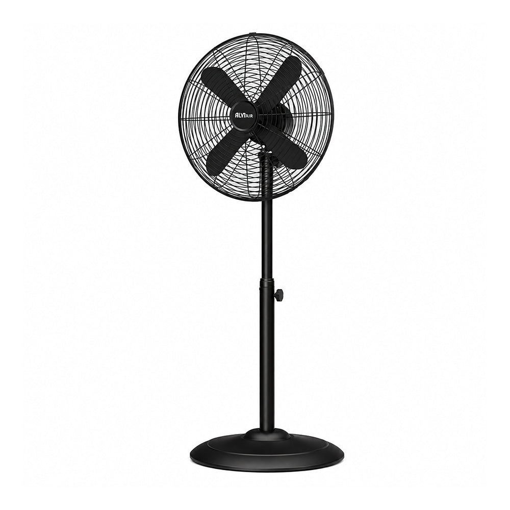 Alva 40cm Telescopic Matte Black Metal Standing Fan