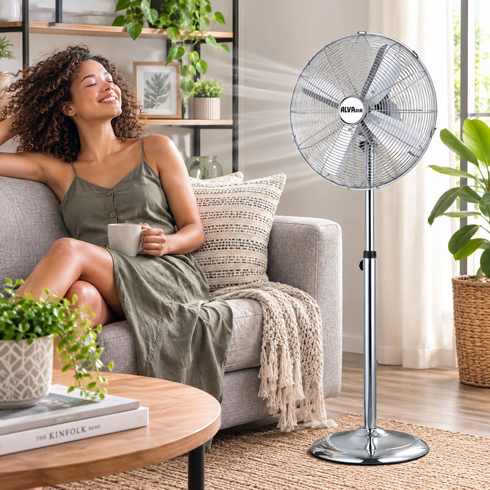 Alva 40cm Telescopic Chrome Standing Fan