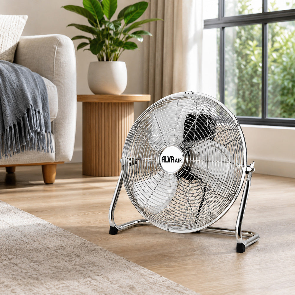 Alva 40cm High Velocity Chrome Floor Fan