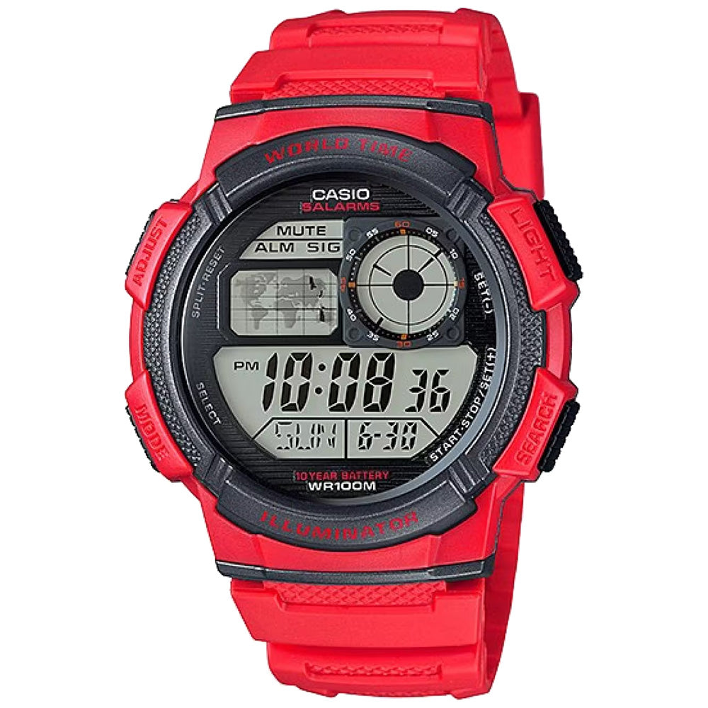 Casio Standard World Time 100m Mens Digital Wrist Watch, AE-1000W