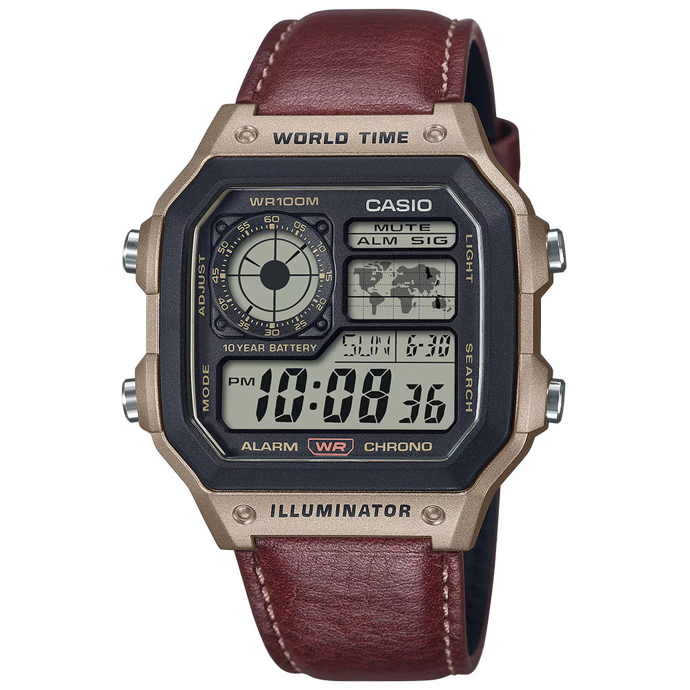 Casio Standard Men's 100m Digital Wrist Watch, AE-1200WHL-5AVDF