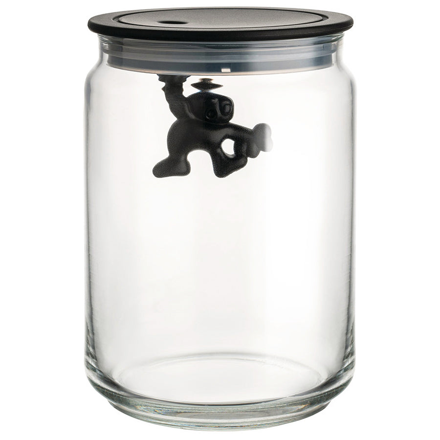 Alessi Gianni Glass Jar With Black Lid