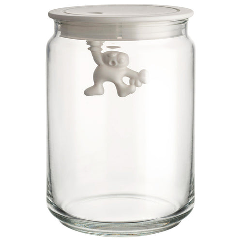 Alessi Gianni Glass Jar With White Lid