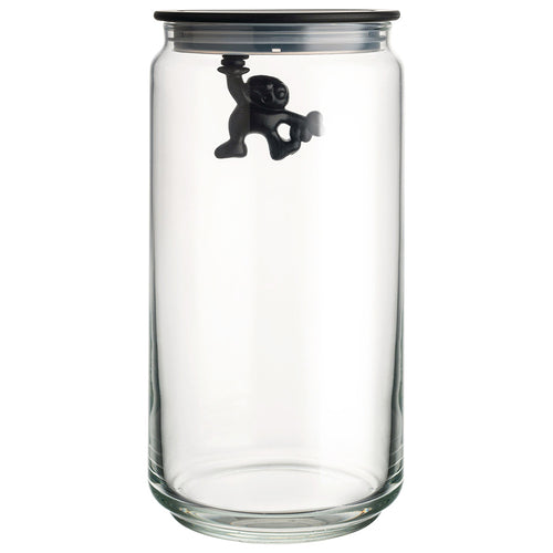 Alessi Gianni Glass Jar With Black Lid