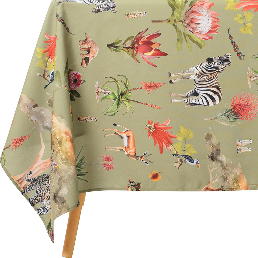 DSA Linen African Vibes Sage Rectangular Tablecloth