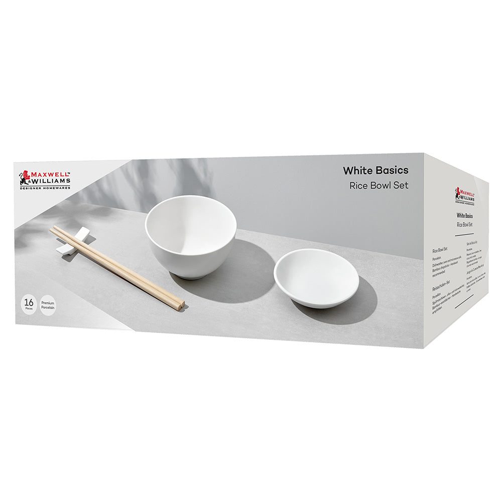 White Basics 16pc Rice Bowl Set