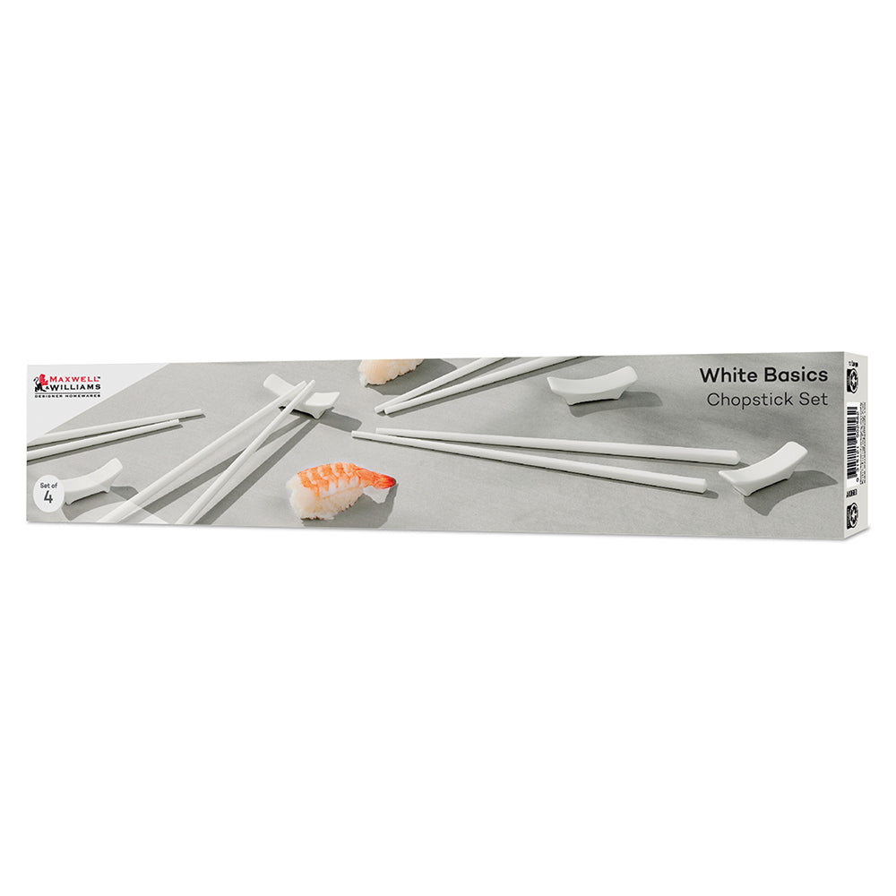 White Basics Porcelain Chopsticks, Set of 4