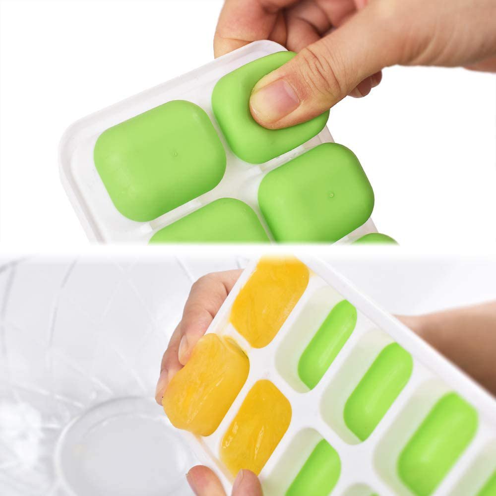Creative Cooking Silicone Pop-Out Ice Trays With Lids, Set Of 2