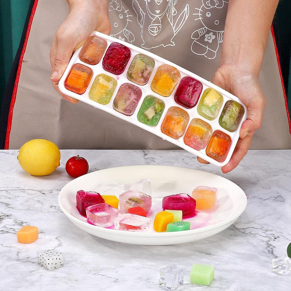 Creative Cooking Silicone Pop-Out Ice Trays With Lids, Set Of 2