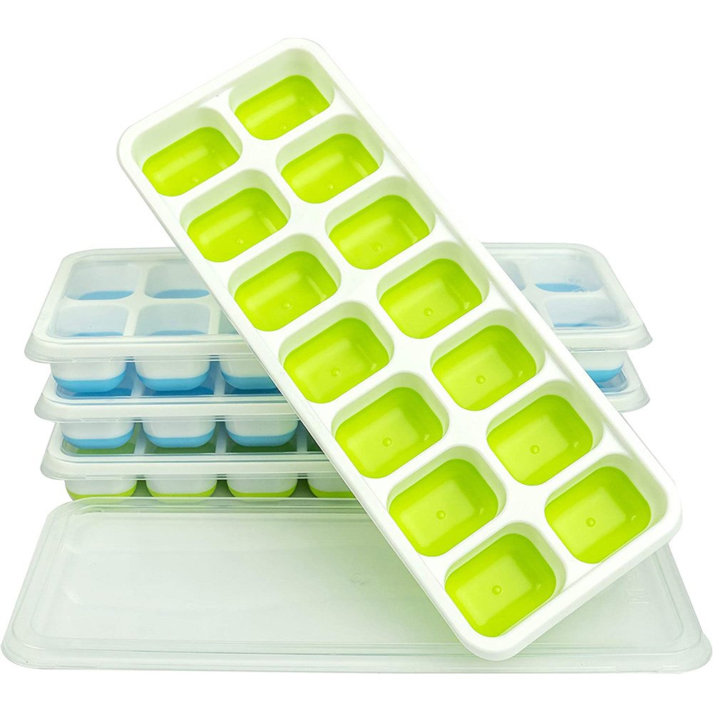 Creative Cooking Silicone Pop-Out Ice Trays With Lids, Set Of 2