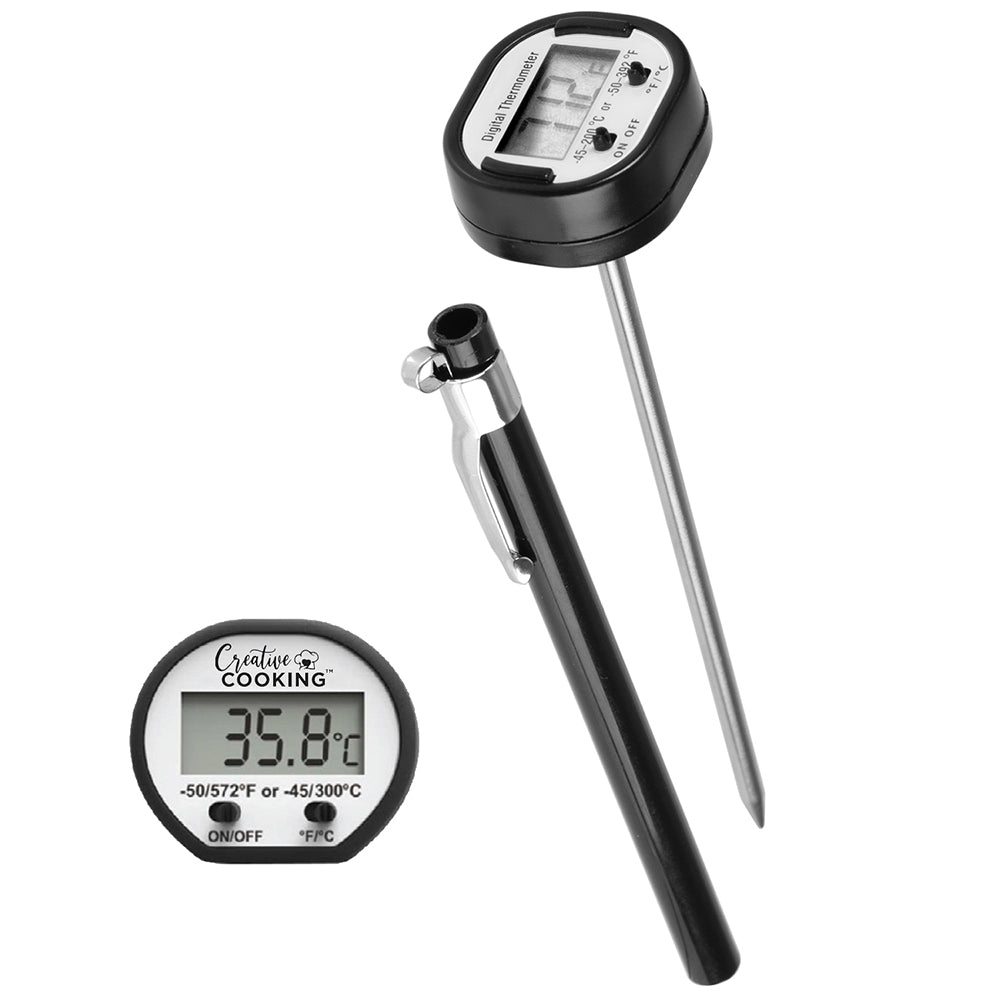 Creative Cooking Digital Food Thermometer With Clip Case