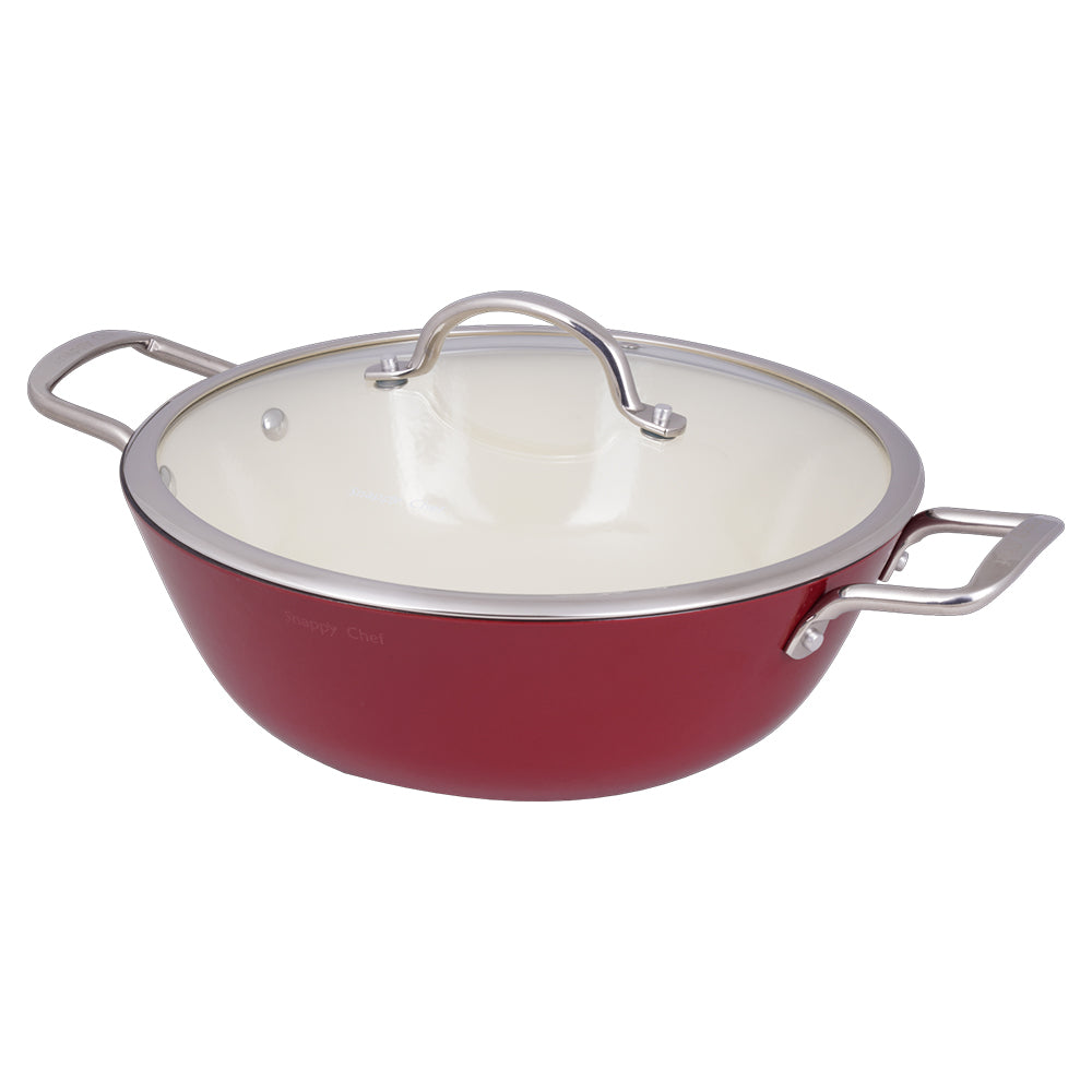 Snappy Chef Superlight Cast Iron Round Casserole, 30cm