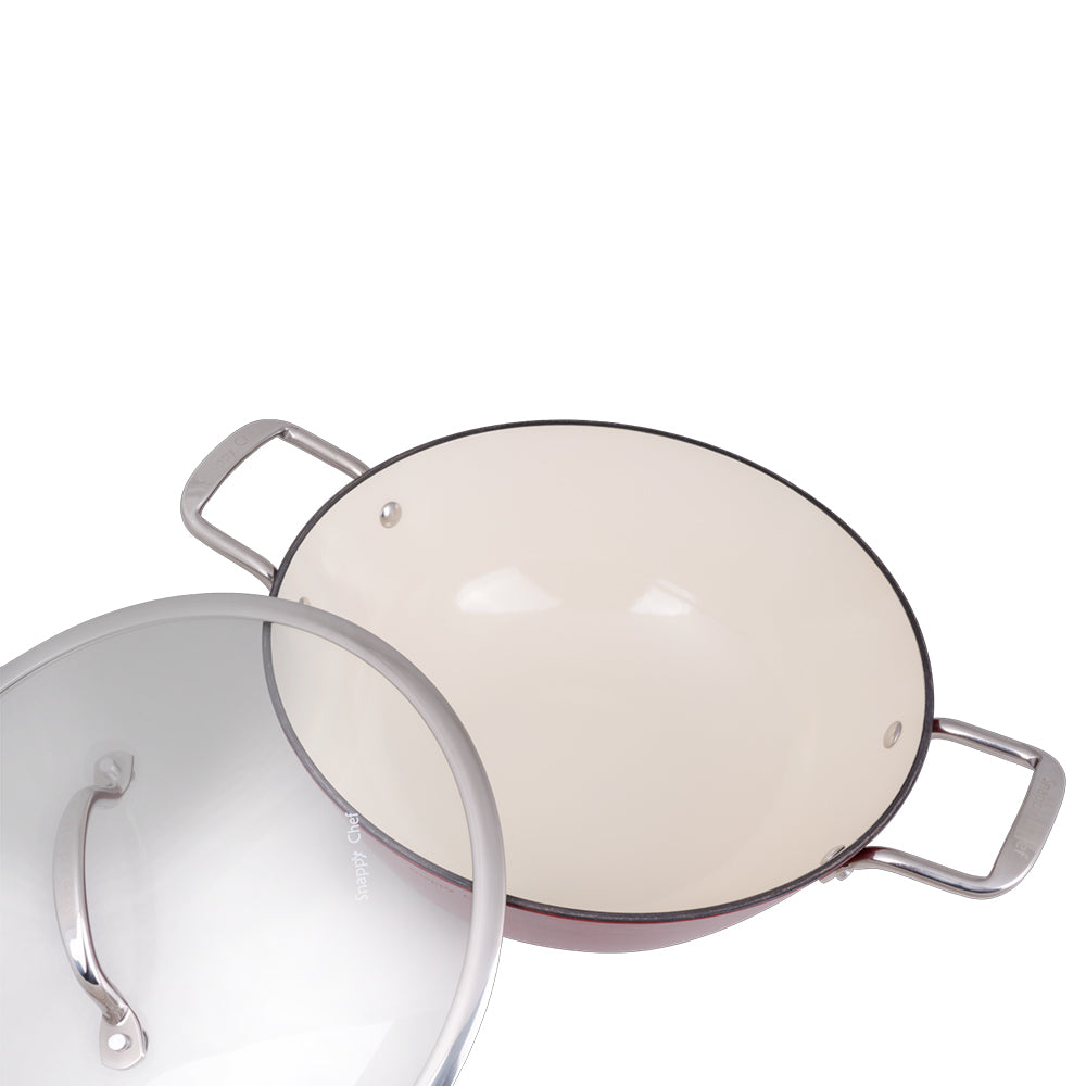 Snappy Chef Superlight Cast Iron Round Casserole, 30cm