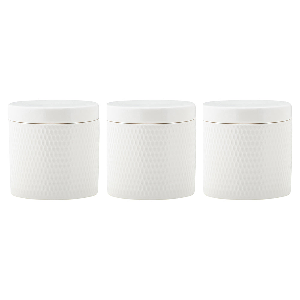Eetrite White Basics Diamonds Set Of 3 Canisters, 600ml