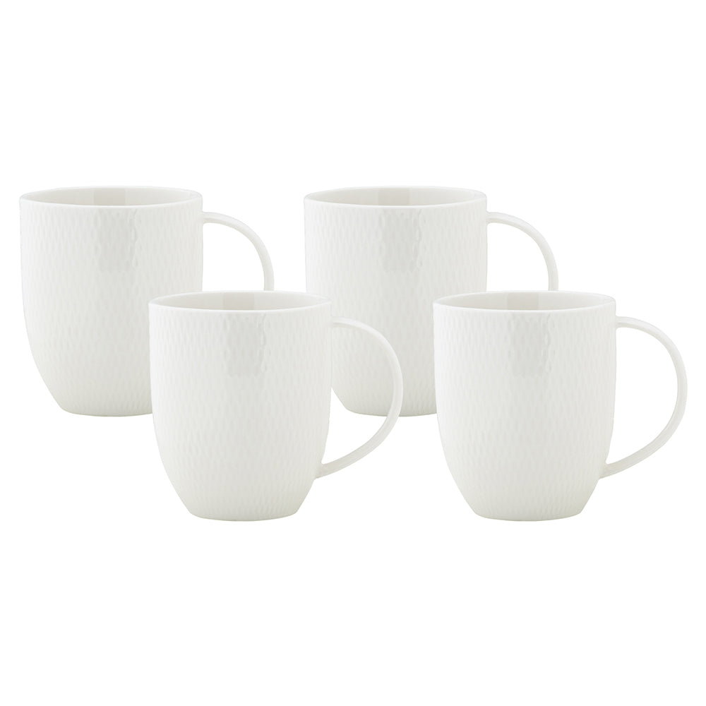 Maxwell & Williams White Basics Diamonds Coupe Mugs, Set Of 4