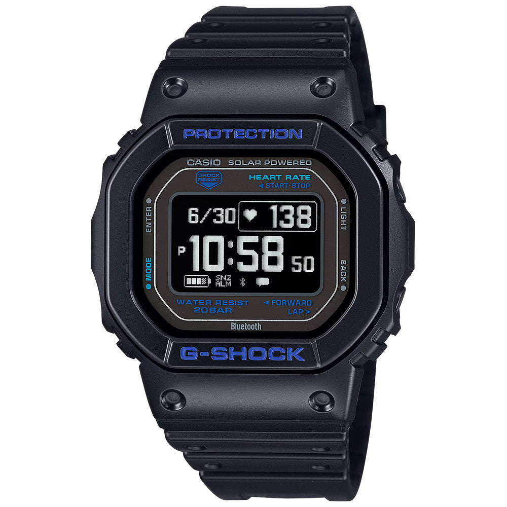 Casio G-Shock Move 200m Heart Rate Solar Digital Wrist Watch, DW-H5600-1A2DR