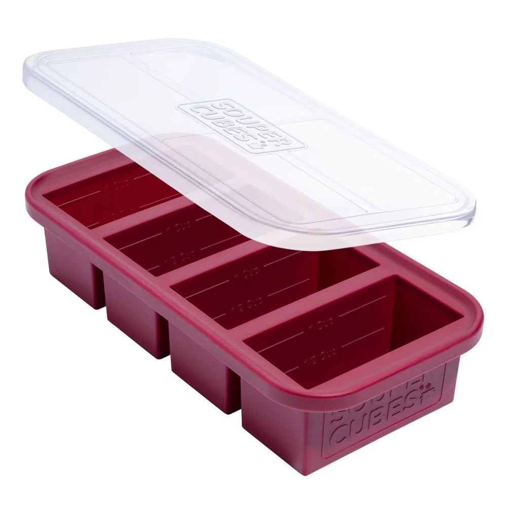 1 Cup Silicone Food Storage Tray With Lid - Cranberry