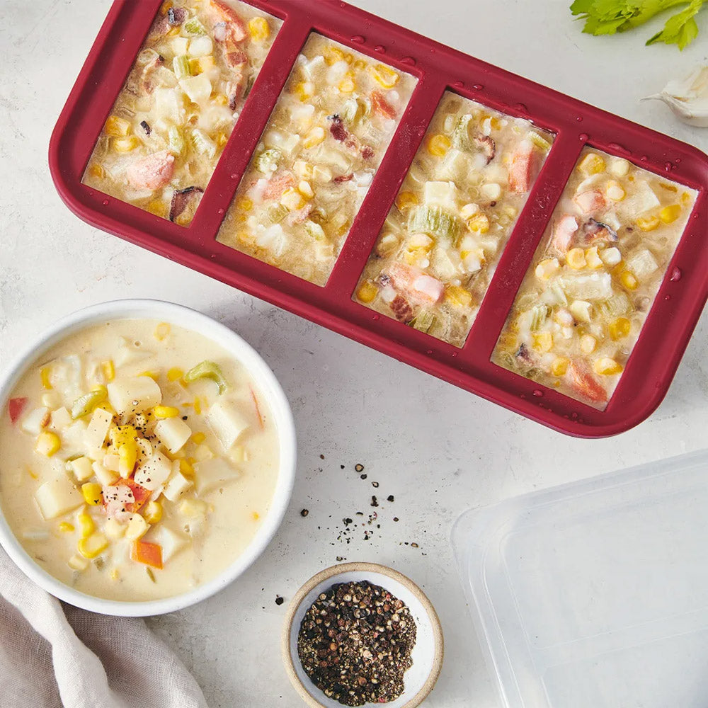 1 Cup Silicone Food Storage Tray With Lid - Cranberry