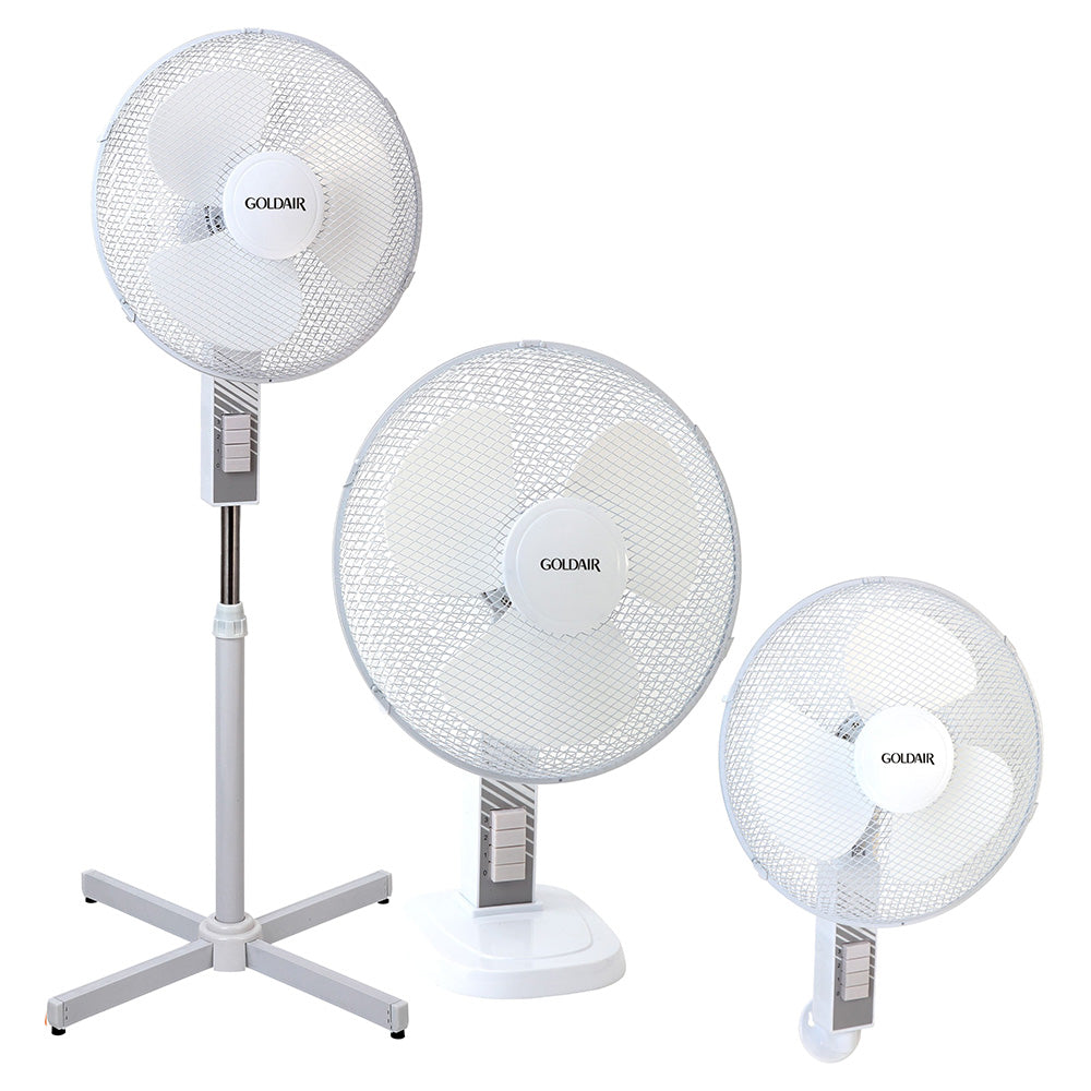 Goldair 3-In-1 40cm Wall, Pedestal and Desk Fan