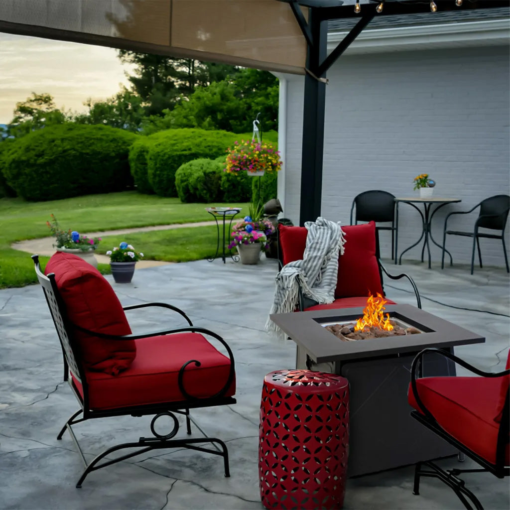 Alva Gas Fire Table with Lava Rocks & Lid