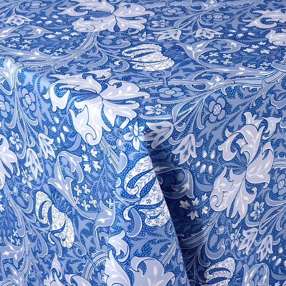DSA Linen William Morris Golden Lily Blue Round Tablecloth, 6 Seater