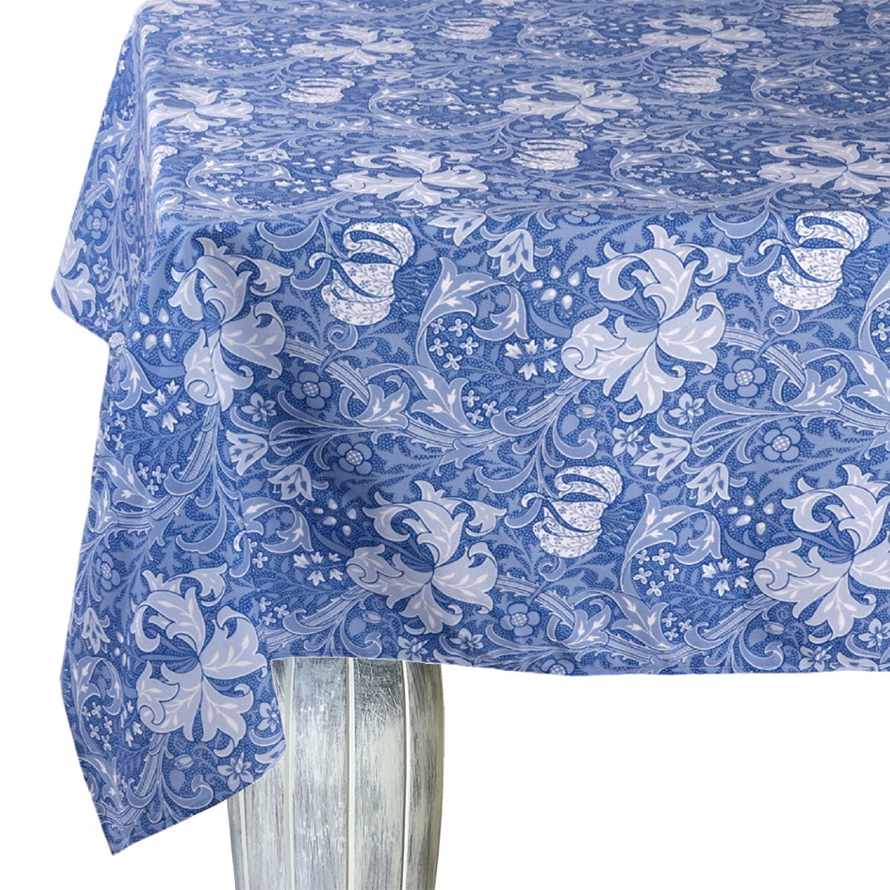DSA Linen William Morris Golden Lily Blue Rectangular Tablecloth