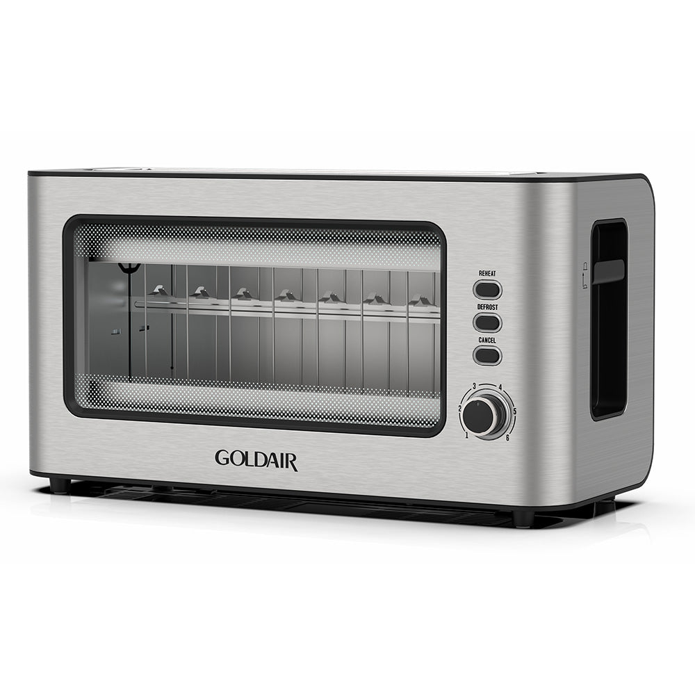 Goldair 2 Slice Stainless Steel Toaster with Glass Window