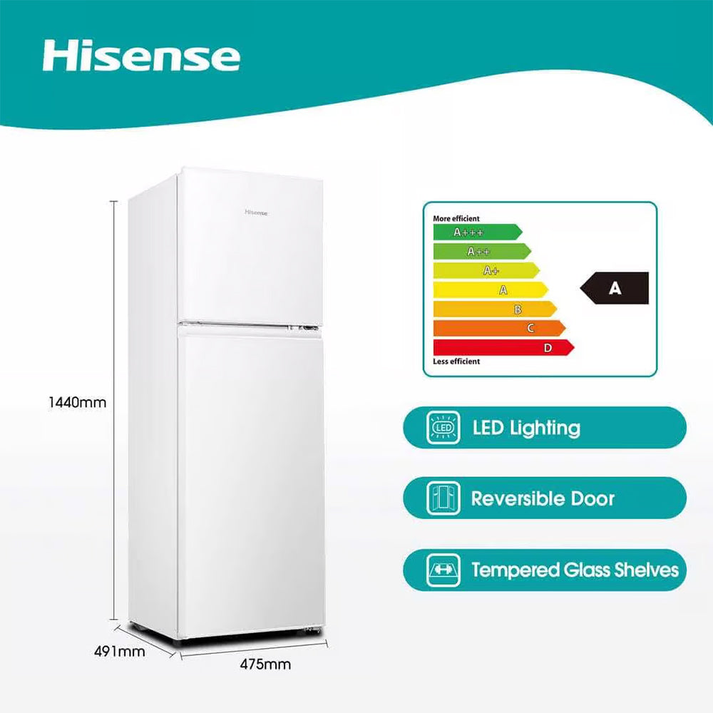 Hisense 154L White Combi Refrigerator, H225TWH