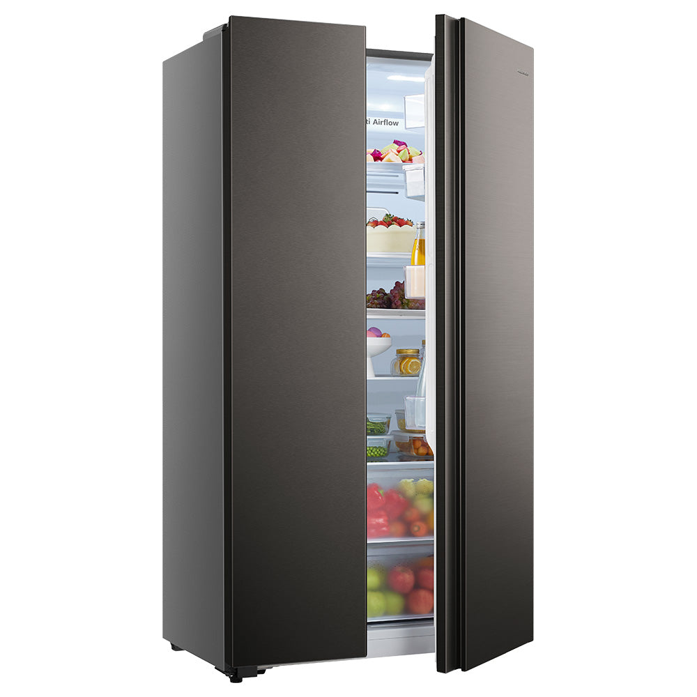 Hisense 508L Combi Side By Side Titanium Inox Refrigerator, H670SIT