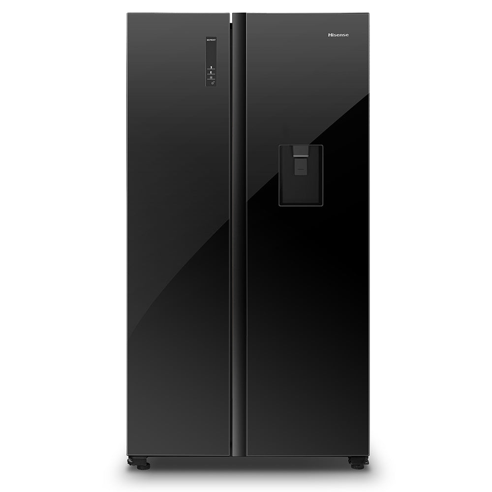 Hisense 512L Combi Side By Side Black Glass Refrigerator with Water Dispenser, H670SMIB-WD
