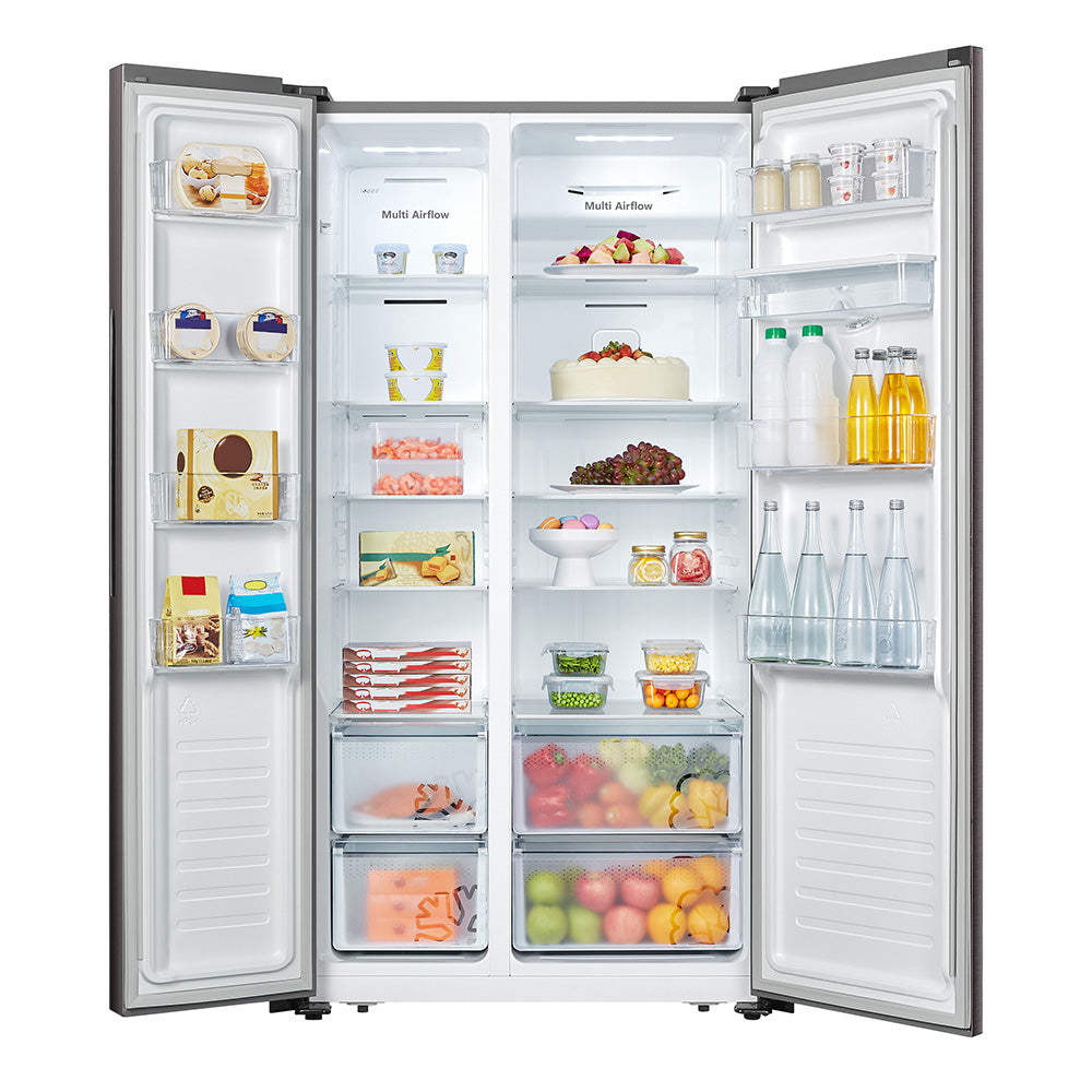 Hisense 512L Combi Side By Side Black Glass Refrigerator with Water Dispenser, H670SMIB-WD