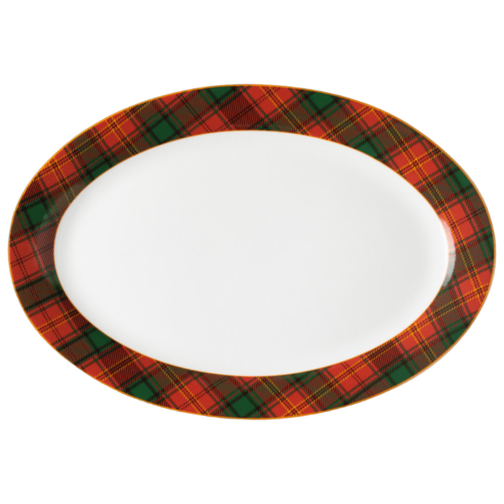 Jenna Clifford Red Tartan Oval Platter, 35.5cm