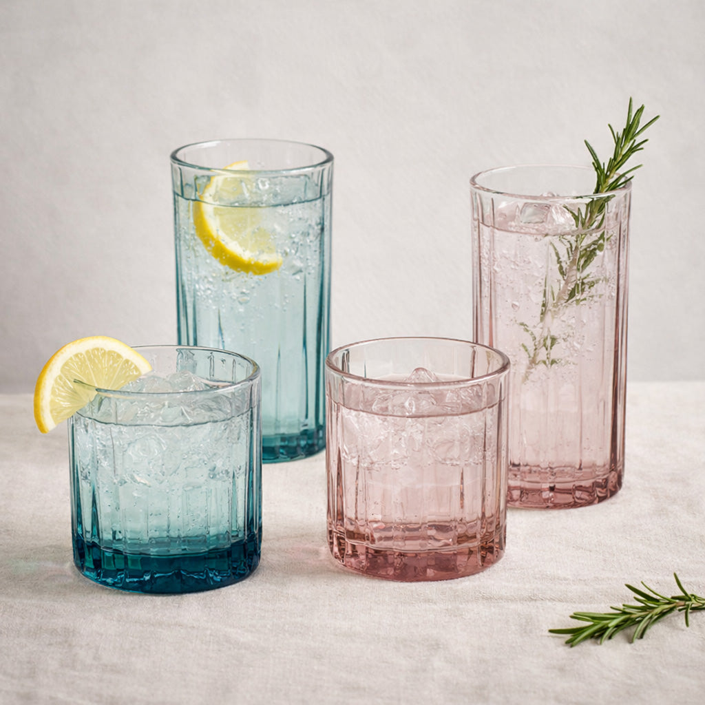 Jenna Clifford Hand-Pressed Coloured Tumblers, Set Of 4