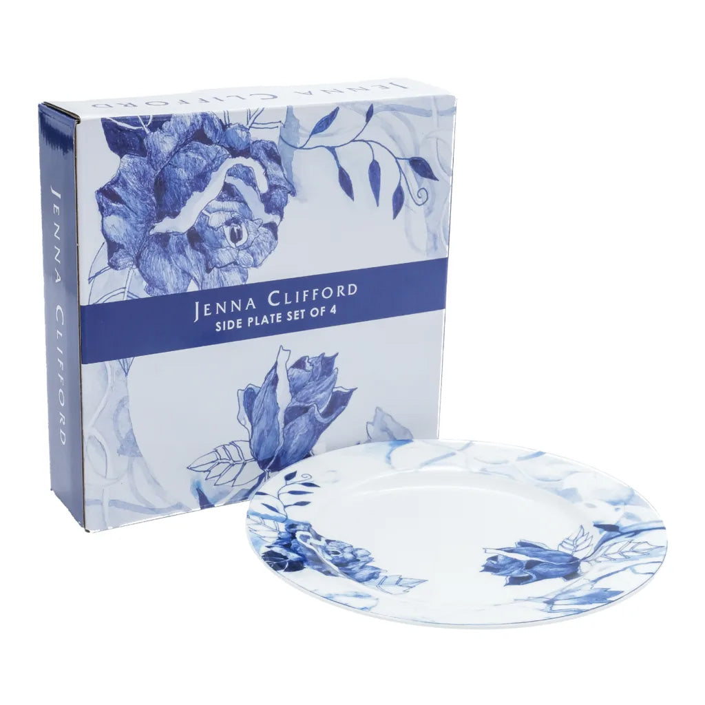 Jenna Clifford Peacock Sapphire Garden Side Plates, Set of 4
