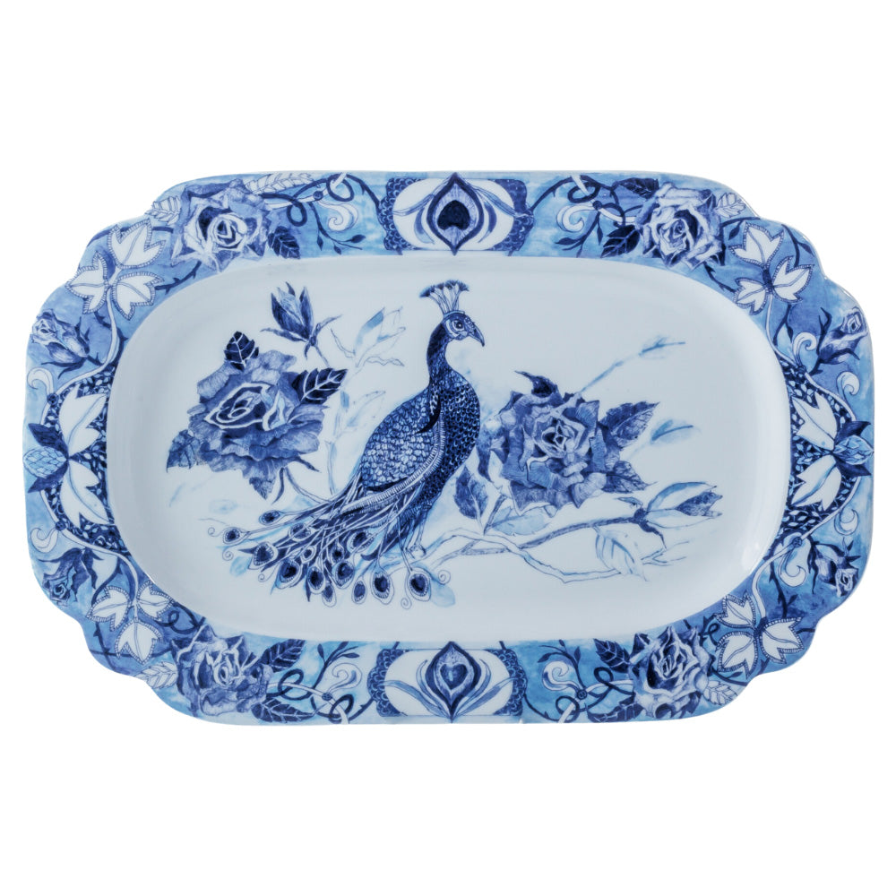 Jenna Clifford Peacock Sapphire Garden Oval Platter, 38.5cm