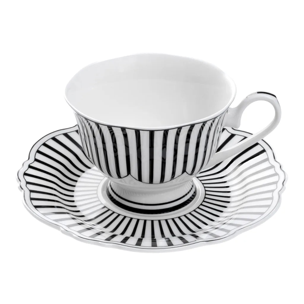 Jenna Clifford Ivory Noir Cups & Saucers, Set of 4