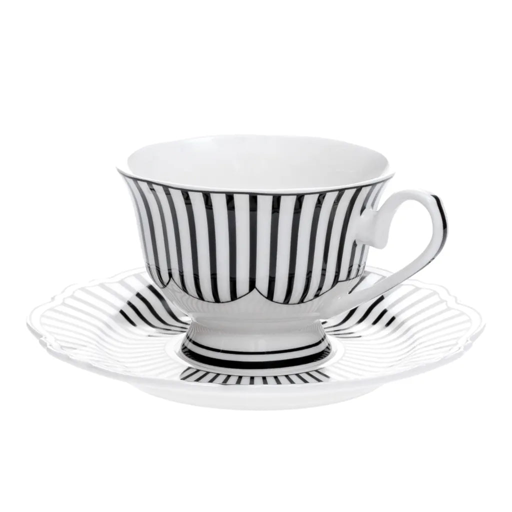 Jenna Clifford Ivory Noir Cups & Saucers, Set of 4