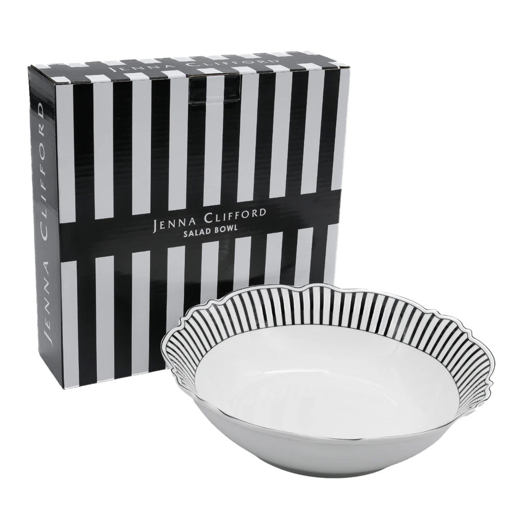 Jenna Clifford Ivory Noir Salad Bowl, 23cm