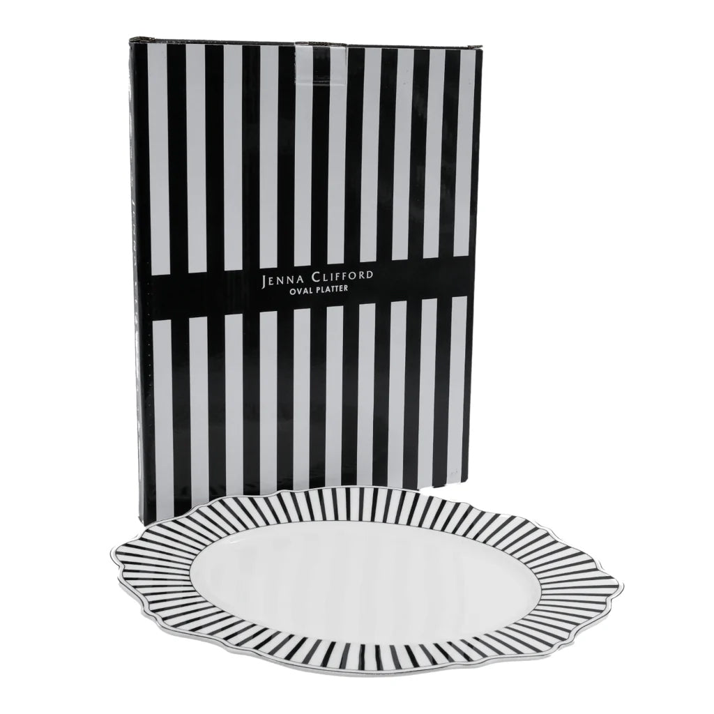 Jenna Clifford Ivory Noir Oval Platter, 35cm