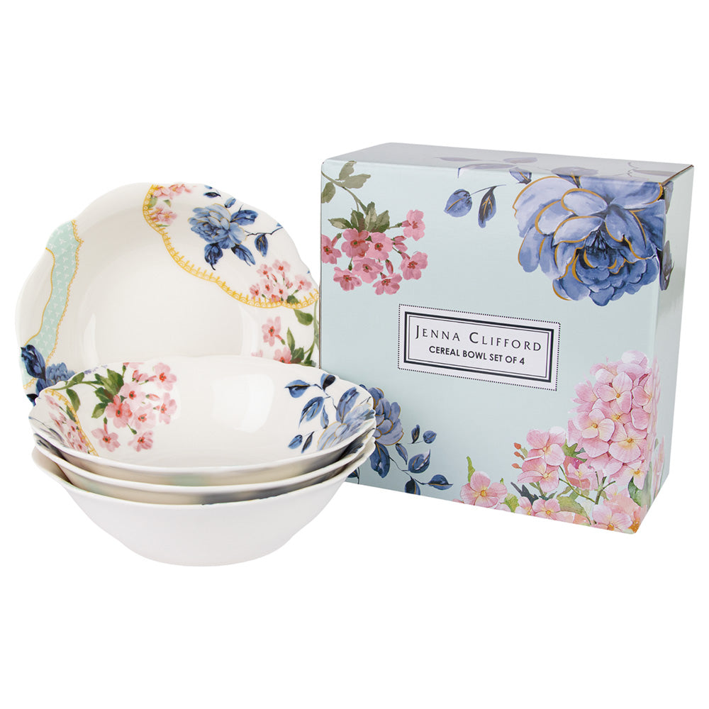 Jenna Clifford Belle Fleur Cereal Bowls, Set of 4