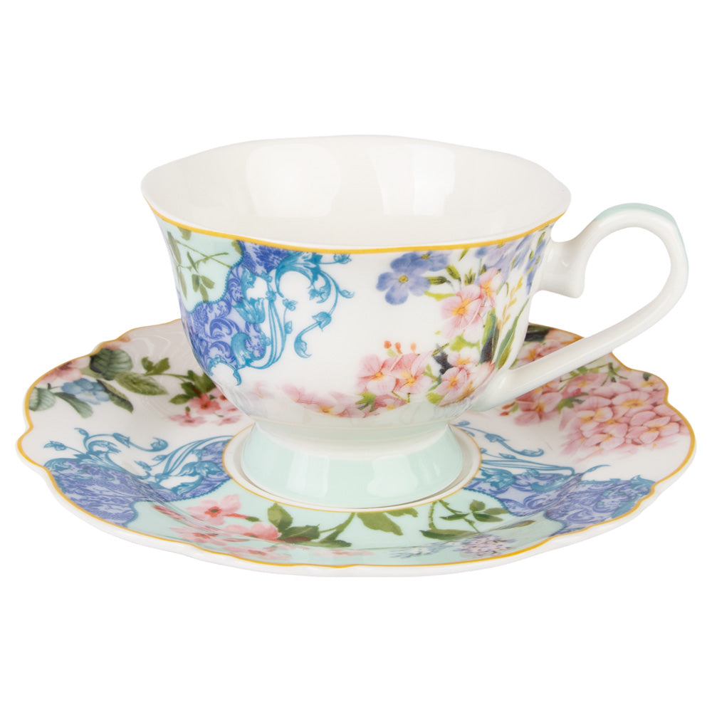 Jenna Clifford Belle Fleur Cup & Saucer, Set of 4