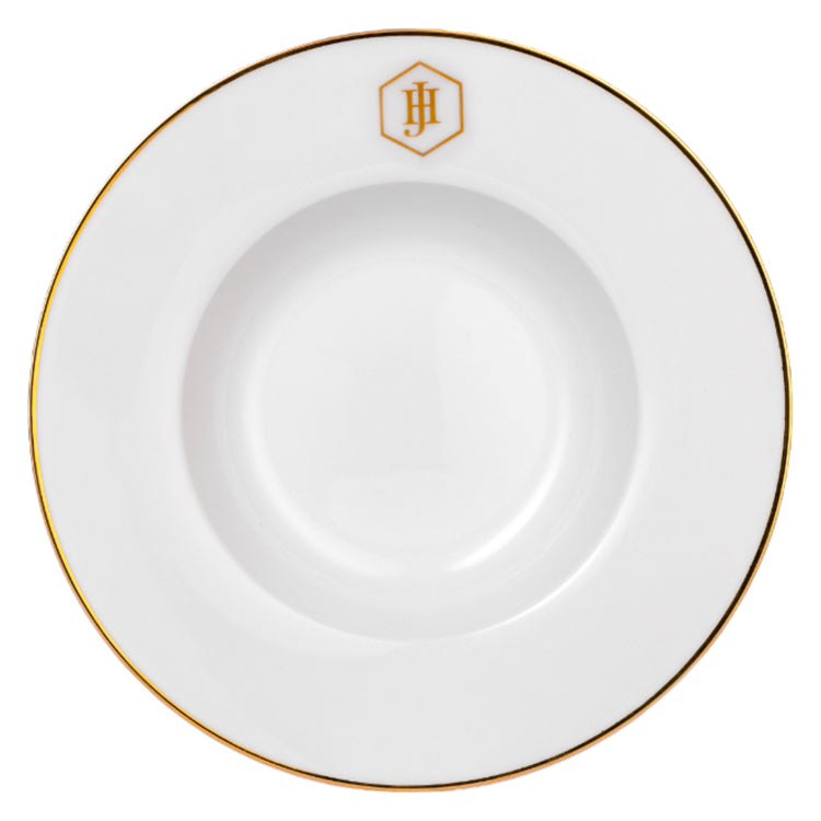 JAN Gold Rimmed Pasta Bowl, 23cm