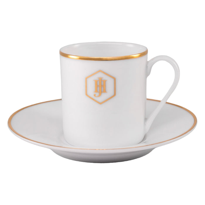 JAN Gold Rimmed Espresso Cup and Saucer, 100ml