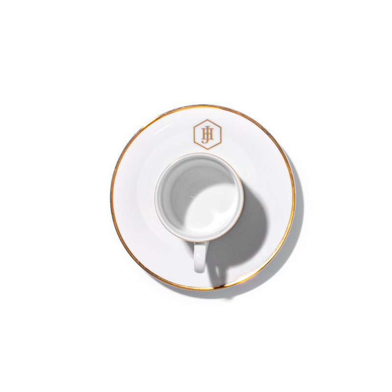 JAN Gold Rimmed Espresso Cup and Saucer, 100ml