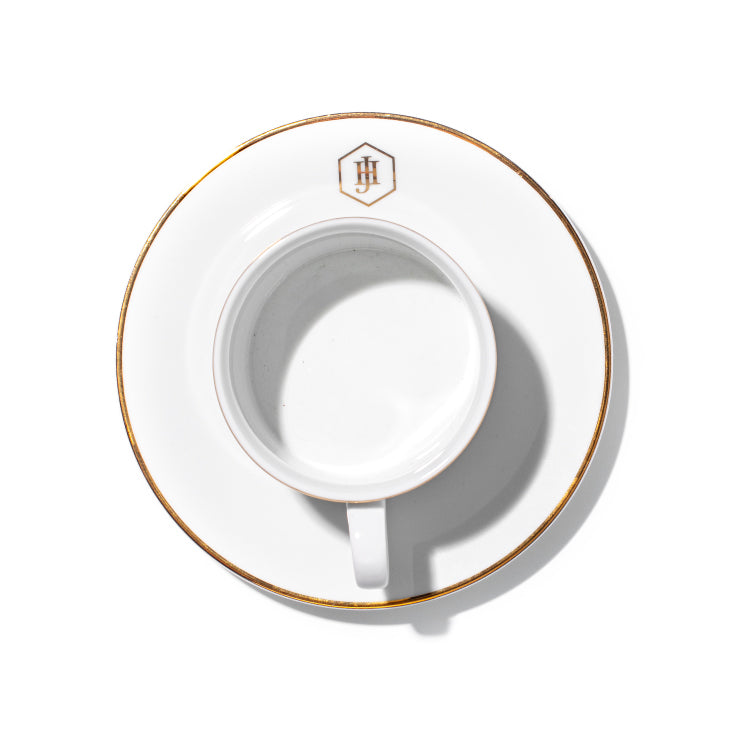 JAN Gold Rimmed Cup and Saucer, 220ml