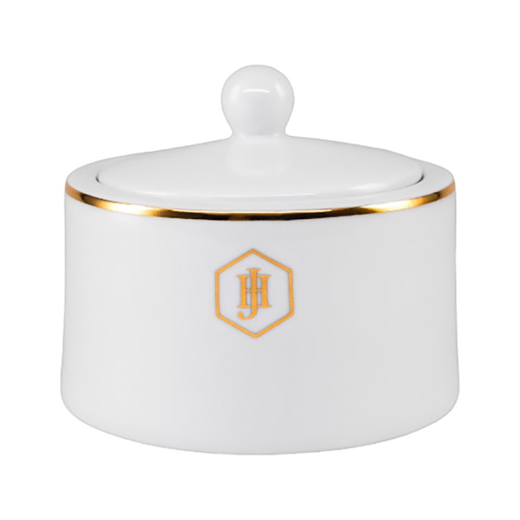 JAN Gold Rimmed Sugar Pot, 250ml