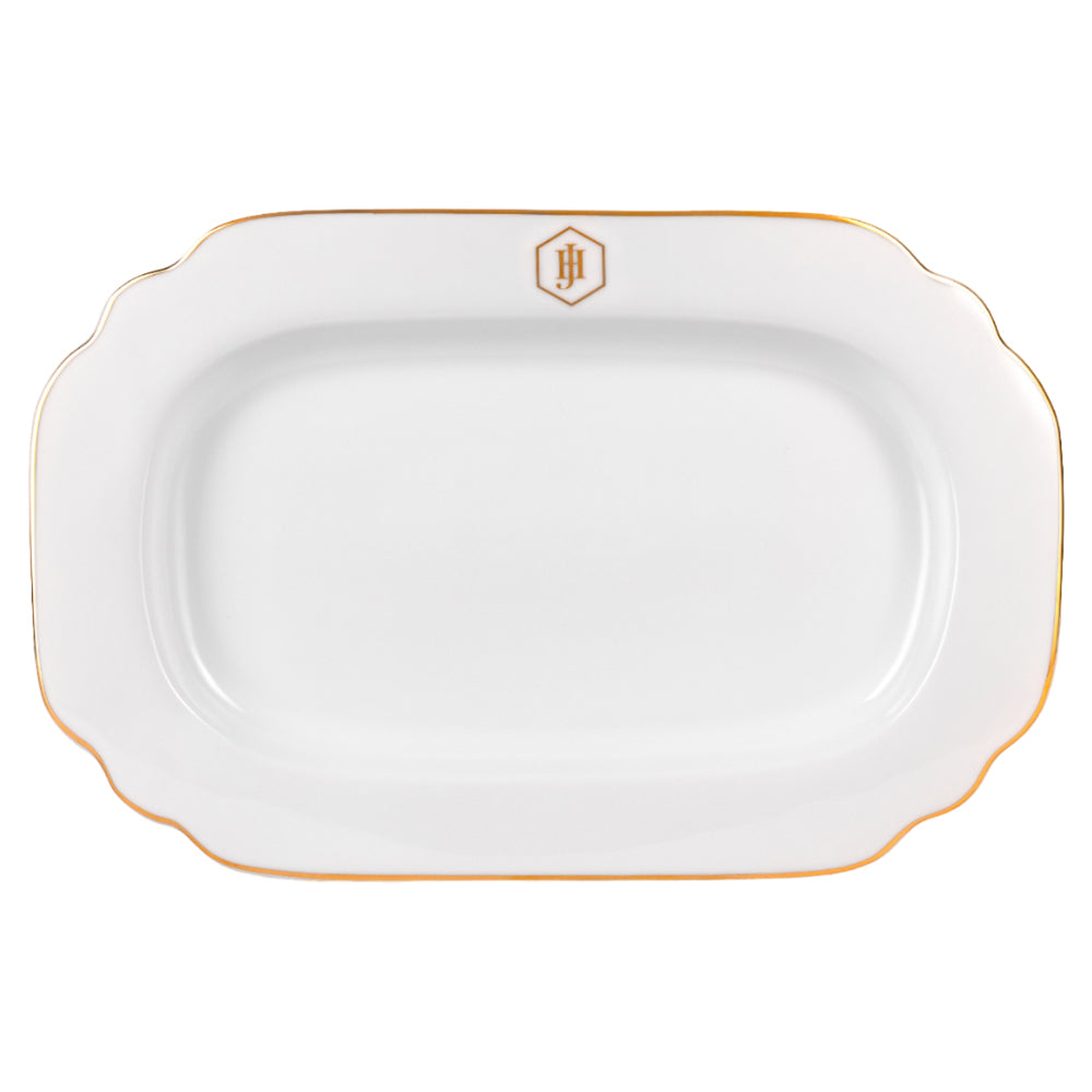 JAN Gold Rimmed Rectangular Platter, 38cm
