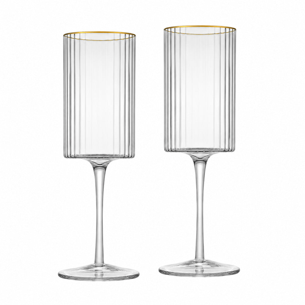 JAN Opulent White Wine Glasses with Gold Rim, Set of 2